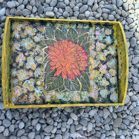 Hand painted wooden tray by Mary Snoddon Art - Picture 1 of 7